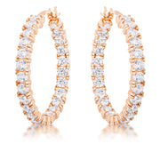 Rose Gold Plated CZ Hoop Earrings
