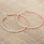 Large Rosegold Hoop Earrings with Crystals