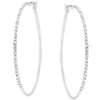 2 Inch Rhodium Plated Finish Cubic Zirconia Hoop Earrings